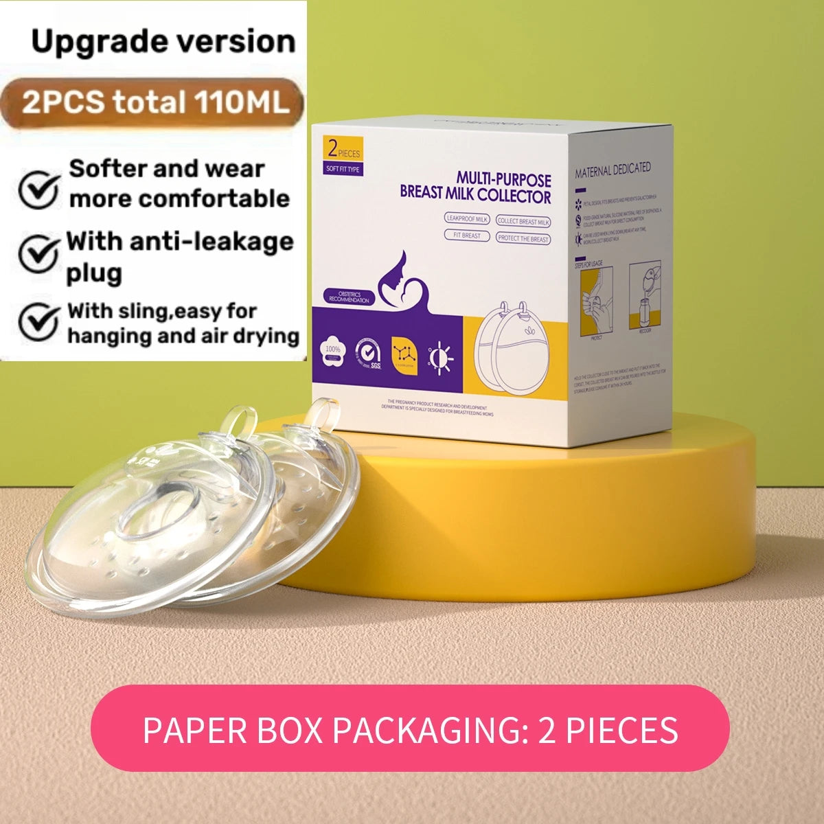 Collecteur de lait maternel portable en Silicone